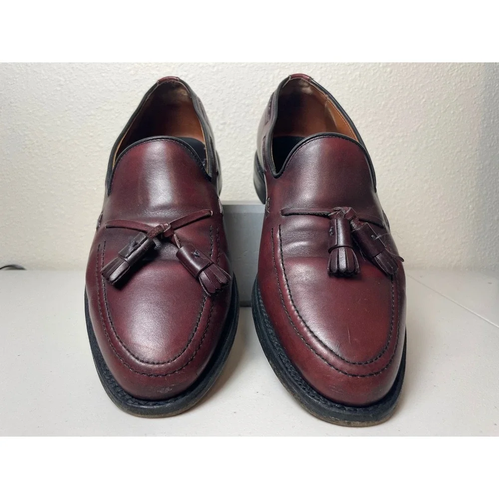 Allen Edmonds Grayson Tassel Loafers Burgundy Leather Men's Dress‎ Shoes 9.5D